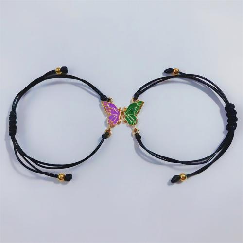 Fashion Create Wax Cord Bracelets, Zinc Alloy, with Wax Cord, plated, 2 pieces & for woman & enamel Approx 17-26 cm 
