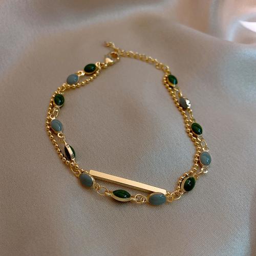 Bracelets En alliage de zinc, avec pierre gemme, Placage, pour femme, doré, Vendu par PC