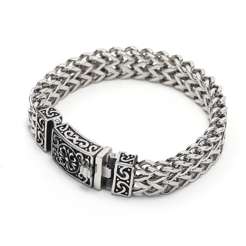 Titanium Steel Bracelet, polished, punk style & for man, original color 