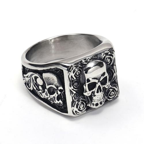 Partículas de acero anillo, estilo punky & diverso tamaño para la opción & para hombre, color original, Vendido por UD