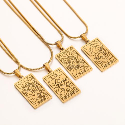 Titanium Steel Jewelry Necklace, polished, Zodiac symbols jewelry & Unisex golden 