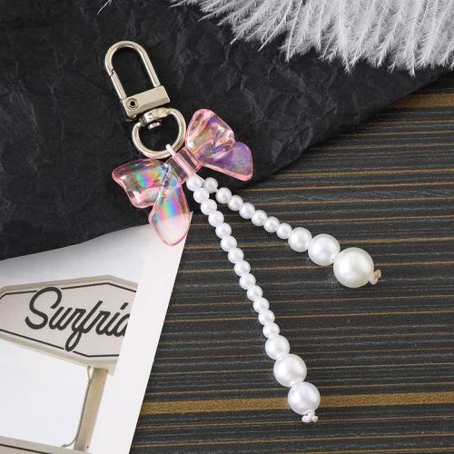 Plastic Pendant Mobile Phone Lanyard, Plastic Pearl, with Zinc Alloy, half handmade, for woman Approx 11 cm 