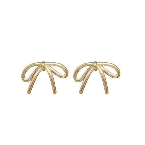 Brass Stud Earring, Bowknot, fashion jewelry & for woman 20mm 