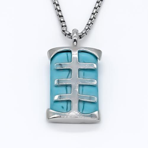 Zinc Alloy Necklace, with Synthetic Turquoise, polished, fashion jewelry & Unisex, silver color Approx 70 cm 