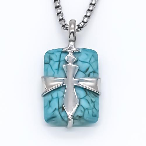 Zinc Alloy Necklace, with Synthetic Turquoise, polished, fashion jewelry & Unisex, silver color Approx 70 cm 