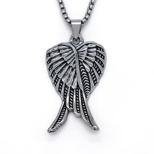 Zinc Alloy Necklace, Wing Shape, polished, fashion jewelry & Unisex, silver color Approx 70 cm 