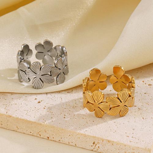 Stainless Steel Finger Ring, 304 Stainless Steel, Flower, fashion jewelry & for woman 