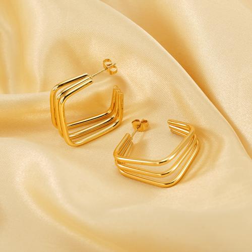 Edelstahl Stud Ohrring, 304 Edelstahl, 18K vergoldet, Modeschmuck & verschiedene Stile für Wahl & für Frau, goldfarben, verkauft von Paar