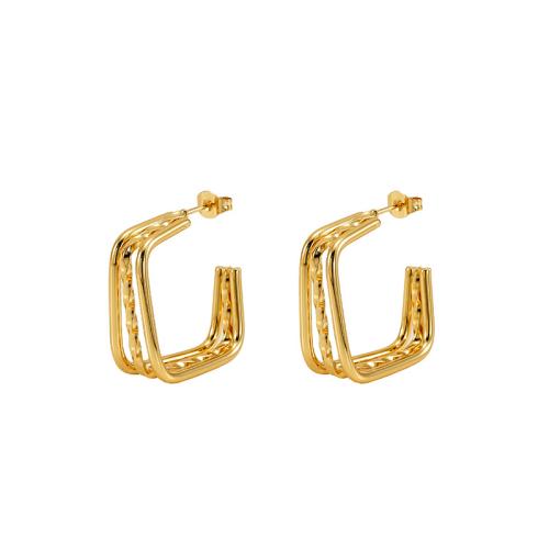 Edelstahl Stud Ohrring, 304 Edelstahl, 18K vergoldet, Modeschmuck & für Frau, goldfarben, 27x10mm, verkauft von Paar