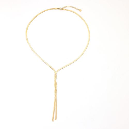 Edelstahl Schmuck Halskette, 304 Edelstahl, mit Verlängerungskettchen von 5cm, Vakuum-Ionen-Beschichtung, Modeschmuck & für Frau, keine, Länge:44 cm, verkauft von PC[
