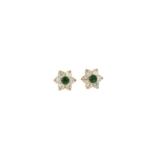 Stainless Steel Cubic Zirconia Stud Earring, 304 Stainless Steel, Flower, Vacuum Ion Plating, fashion jewelry & micro pave cubic zirconia & for woman 