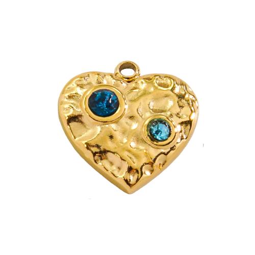 Colgantes del corazón de acero inoxidable, acero inoxidable 304, Recubrimiento iónico al vacío, Bricolaje & micro arcilla de zirconia cúbica, más colores para la opción, 13x13mm, Vendido por UD[