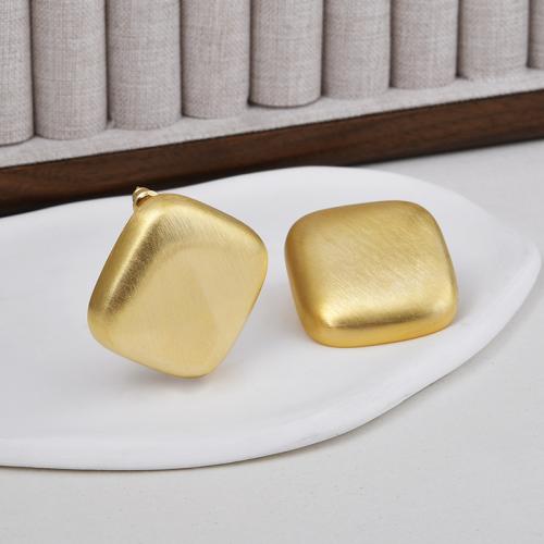 Brass Stud Earring, Square, plated, fashion jewelry 33mm 
