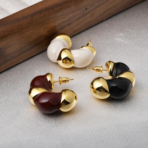 Brass Stud Earring, plated, fashion jewelry & enamel 30mm 