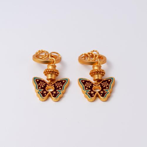 Brass Drop Earring, Butterfly, gold color plated, fashion jewelry, golden 