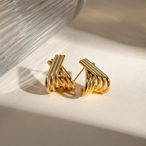 Stainless Steel Stud Earring, 304 Stainless Steel, gold color plated, fashion jewelry golden 