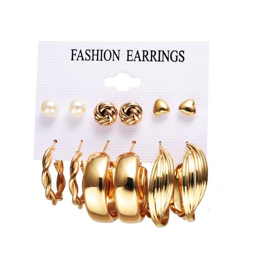 Zinc Alloy Drop Earring, with Plastic Pearl, 6 pieces & for woman 
