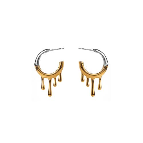 Titanium Steel Earrings, fashion jewelry & for woman, gold 