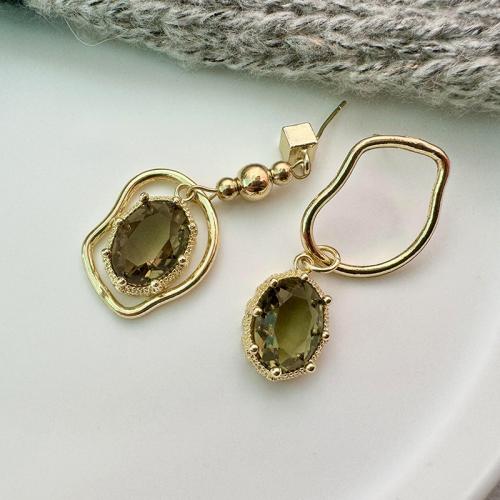 Zinc Alloy Stud Earring, with Crystal, plated, for woman, golden 