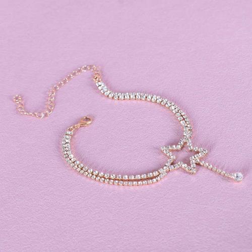 Zinc Alloy Anklet, with 10cm extender chain, for woman & with rhinestone cm 