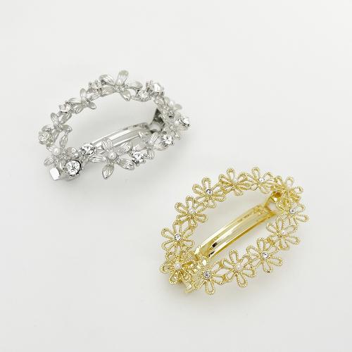 Hair Snap Clips, Zinc Alloy, with Plastic Pearl & for woman & with rhinestone 