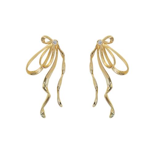 Brass Stud Earring, Bowknot, fashion jewelry & for woman 45mm 