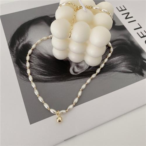 Plastic Pearl Necklace, Zinc Alloy, with Plastic Pearl, fashion jewelry & for woman Approx 45 cm 