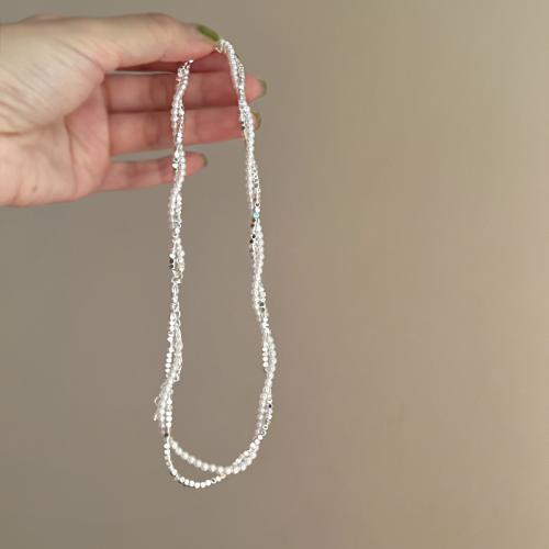 Пластиковый жемчужное ожерелье, Латунь, с Пластиковая жемчужина, Двойной слой & ювелирные изделия моды & Женский, длина:Приблизительно 45 см, продается PC[