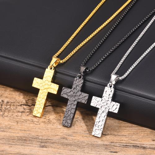 Stainless Steel Jewelry Necklace, 304 Stainless Steel, Cross, Vacuum Ion Plating, fashion jewelry & for man Approx 60 cm 