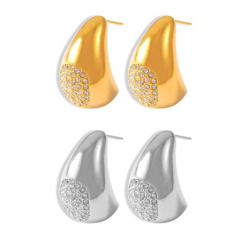 Titan Stahl Ohrringe, Titanstahl, Modeschmuck & Micro pave Zirkonia & für Frau, keine, 30x18mm, verkauft von Paar