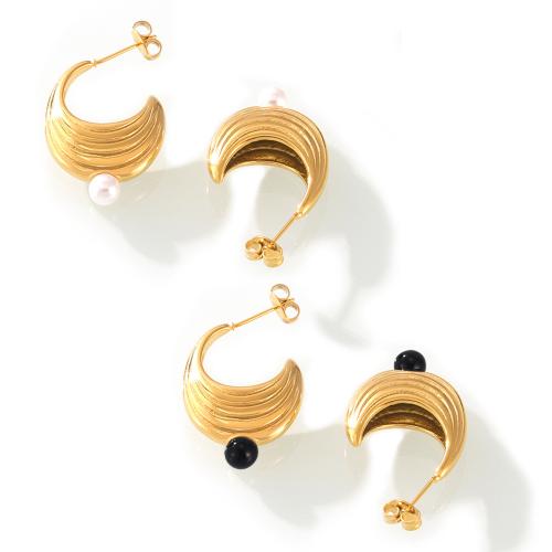 Titan Stahl Ohrringe, Titanstahl, mit Schwarzer Achat & Kunststoff Perlen, Modeschmuck & für Frau, keine, 20x20mm, verkauft von Paar