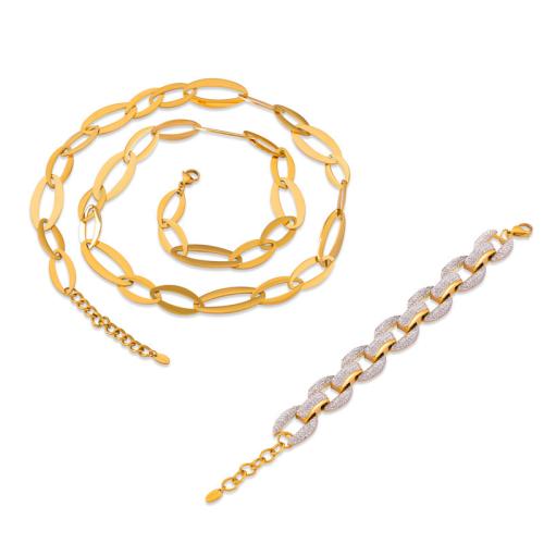 Titanio conjunto de joyas de acero, Partículas de acero, con Checo, Joyería & diferentes estilos para la opción & para mujer, dorado, Vendido por UD