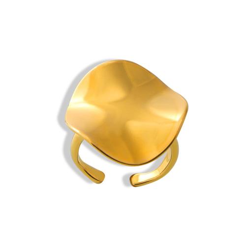 Anillo de dedo de acero Titanium de, Partículas de acero, 18K chapado en oro, Joyería & diverso tamaño para la opción & para mujer, dorado, Vendido por UD