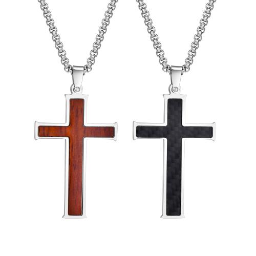 Stainless Steel Jewelry Necklace, 304 Stainless Steel, Cross, Vacuum Ion Plating, fashion jewelry & Unisex Approx 60 cm 