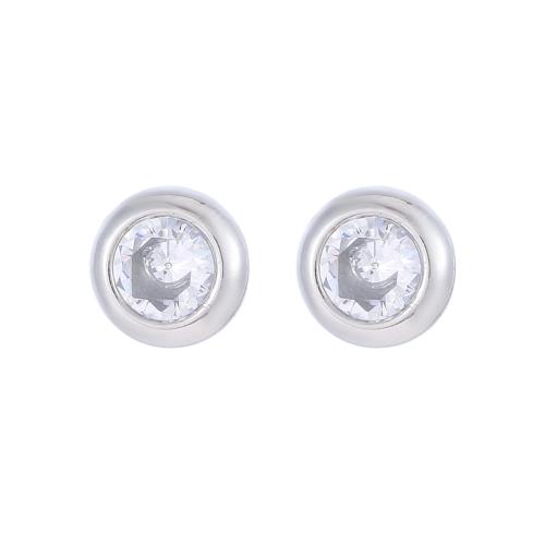 Stainless Steel Cubic Zirconia Stud Earring, 304 Stainless Steel, with Cubic Zirconia, Vacuum Ion Plating, fashion jewelry & for woman 8mm 