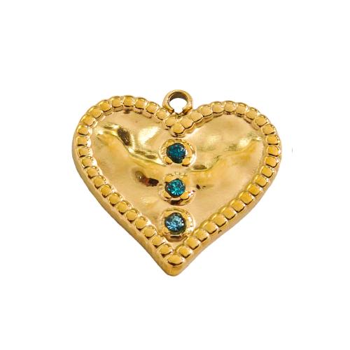 Colgantes del corazón de acero inoxidable, acero inoxidable 304, Recubrimiento iónico al vacío, Bricolaje & micro arcilla de zirconia cúbica, más colores para la opción, 17x16mm, Vendido por UD[