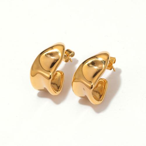 Stainless Steel Stud Earring, 304 Stainless Steel, Letter C, Vacuum Ion Plating, fashion jewelry & for woman 