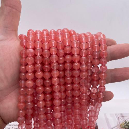 Perles nature de couleur Mix, Strawberry Quartz, Rond, DIY & normes différentes pour le choix, quartz cerise Environ 38 cm, Vendu par brin