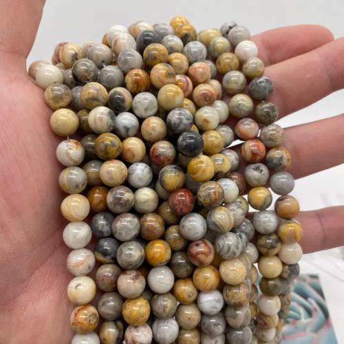 Perle naturelle Agate Crazy, agate folle, Rond, DIY & normes différentes pour le choix, couleurs mélangées Environ 38 cm, Vendu par brin[