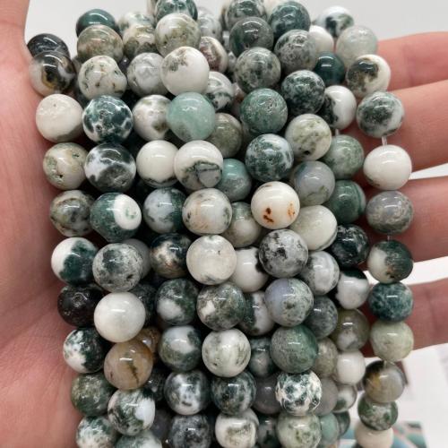 Natürlichen Baum-Achat-Perlen, Baumachat, rund, DIY & verschiedene Größen vorhanden, gemischte Farben, Länge:ca. 38 cm, verkauft von PC