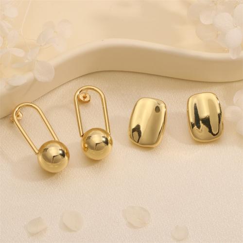 真鍮のスタッドのイヤリング, 銅, ゴールドメッキ, 異なるスタイルを選択 & 女性用, 無色, 売り手 ペア