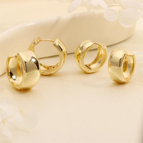 Brass Huggie Hoop Earring, Round, gold color plated & for woman 