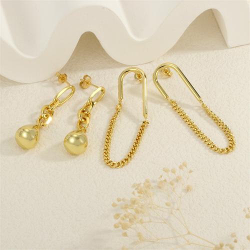 Brass Drop Earring, gold color plated & for woman 