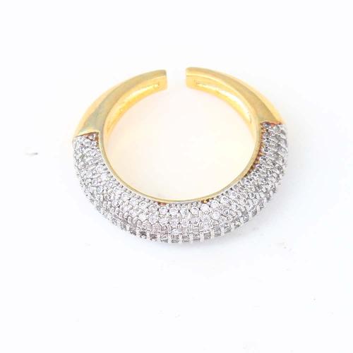 Zircon pavent l'anneau en laiton de doigt, Placage de couleur d'or, pavé de micro zircon & pour femme Vendu par PC