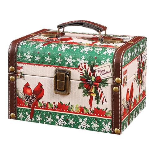 Zinc Alloy Christmas Gift Box, with PU Leather & Wood, Christmas Design  