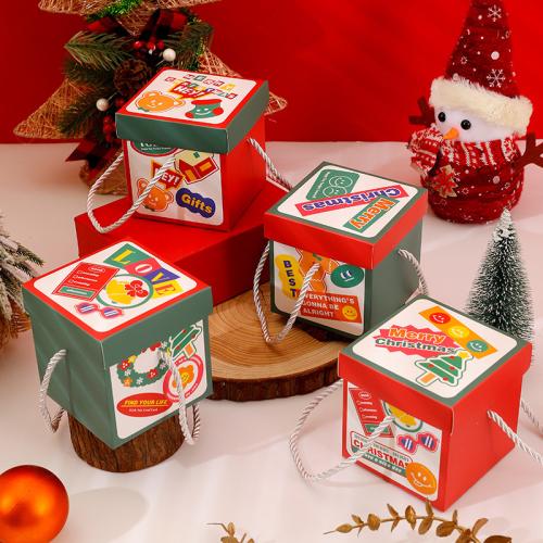 Papel Caja de  regalos de Navidad, Diseño de Navidad, Color aleatorio, 98x98x100mm, Vendido por UD