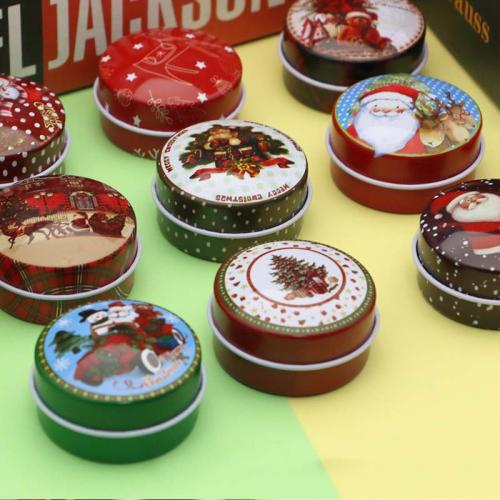 Eisen Weihnachten Candy Jar, Weihnachts-Design, Zufällige Farbe, 48x25mm, verkauft von PC