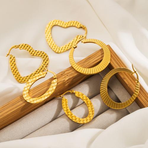 Edelstahl Stud Ohrring, 304 Edelstahl, plattiert, Modeschmuck & verschiedene Muster für Wahl, goldfarben, verkauft von Paar