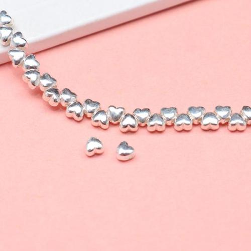 Sterling Silver Spacer Beads, 925 Sterling Silver, Heart, DIY, silver color 
