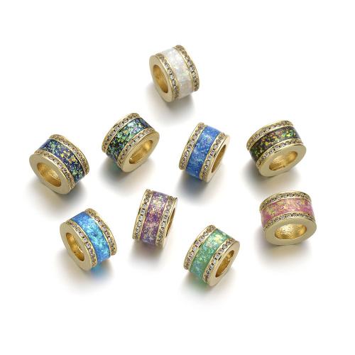 Brass Spacer Beads, with Opal, plated, DIY & micro pave cubic zirconia 